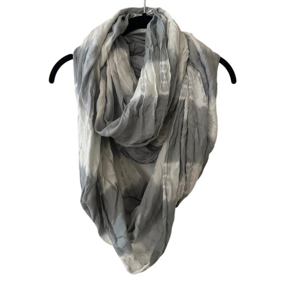 🍷Calvin Klein grey and white tie dye printed striped circle infinity scarf - Picture 1 of 6